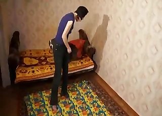 Busty masked zoophile and playful doggy