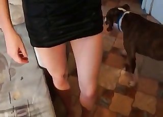 Shy hottie in ebony wants to fuck a dog