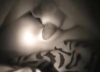 Fat dog penis disappears  in her muff