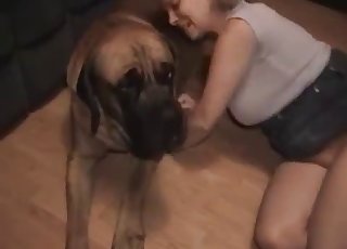 Smiling sweetie and big dog have XXX fun - کتا فحش ٹیوب